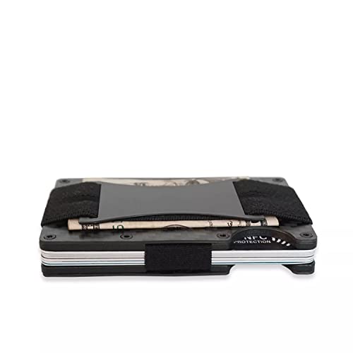 Minimalist Metal Carbon Fiber RFID Blocking Wallet with Cash Strap