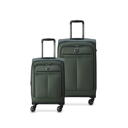 DELSEY PARIS Sky Lite Lightweight Luggage Sets – International Carry-On and Medium Check-In Included, Water-Resistant Polyester, Spinner Wheels, Spacious Interior, Green – Softside (19”/24”) - size: 2 Piece Set (19/24)