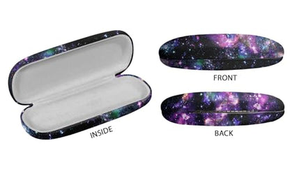WIRESTER Hard Shell Eyeglasses Case, Clamshell Sunglasses Holder Protective Cover with Microfiber Cloth - color: Purple Nebula Galaxy