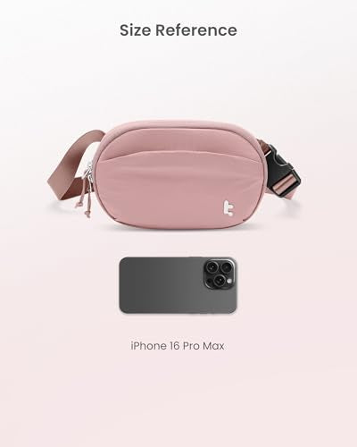 tomtoc Belt Bag with RFID Blocking, Cross Body Fanny Pack for Women Men, Sling Waist Bags with Adjustable Strap for Travel Walk - color: Pink