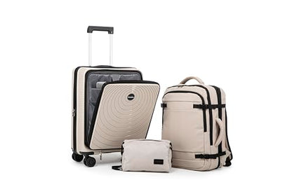 21Inch Carry On Luggage, PP Expandable Luggage Sets with Spinner Wheels - color: LightCoffee