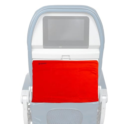 Airplane Tray Organizer/Tote with 4 Storage Pockets, Back Seat Airplane Tray Cover, Converts into a Drawstring Tote, Washable, Durable & Lightweight (2.8 oz) Airplane Travel Essentials - color: Fire Orange