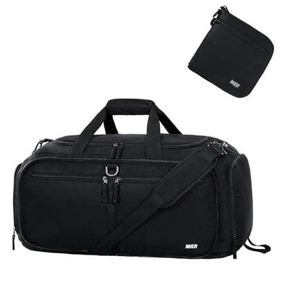 MIER Packable Travel Duffle Bag with Shoe Compartment, 80L, Black - color: Black, size: 80L