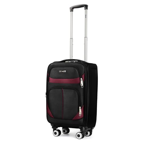 20" Carry-On Luggage,Softside Suitcase w/LOCK,Expandable - color: Black-Burgundy, size: Carry-On 20-Inch