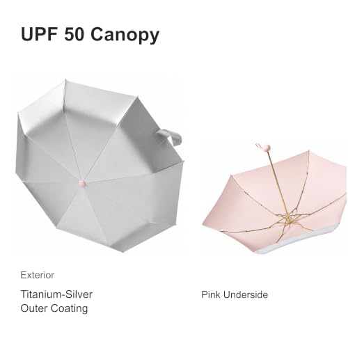 Mini Umbrella for Purse, UPF 50, Manual - color: Pink