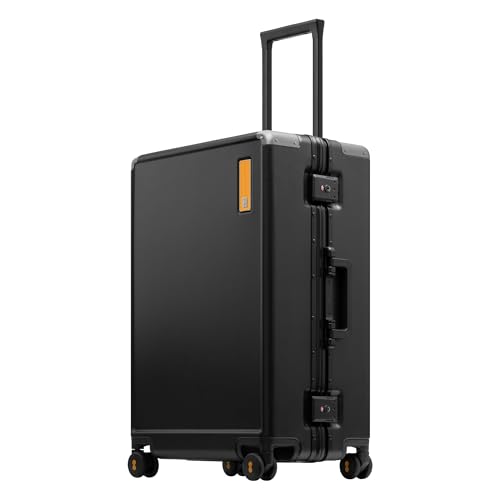 LEVEL8 Zipperless Checked Luggage Medium Hardside Suitcase 24 Inch, Black - color: Black, size: Checked 24 Inch (Upgraded)