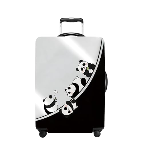 Pandas Luggage Cover Washable Suitcase Cover Protector Fit 20-22 Inch Luggage Durable Travel Bag Cover with Zipper Closure S - color: 4 pandas, size: S(20-22inch suitcase)
