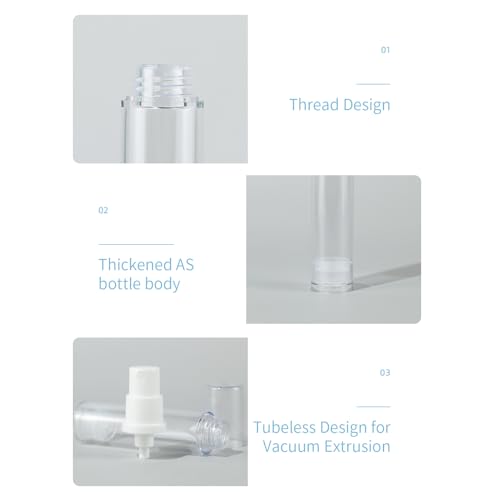 6 Pack 0.17 oz Plastic Empty Airless Pump Bottles Travel Size Refillable Leakproof Containers for Skincare Cosmetics Toiletries TSA Approved‌ - size: 5ml