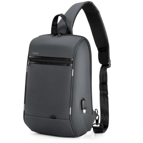 Kingsons Sling Bag for Men Anti-Theft Crossbody Bag Chest Shoulder Backpack - color: Fg6301-grey