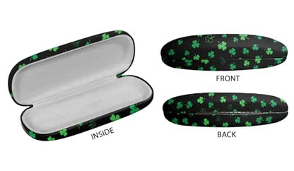 WIRESTER Hard Shell Eyeglasses Case, Clamshell Sunglasses Holder Protective Cover with Microfiber Cloth - color: Shamrock Clover Leaves
