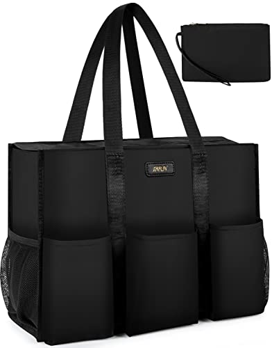 IBFUN Utility Tote Bag with 24 Pockets, Large Teacher Travel Tote for Women - color: A1-m-black, size: Medium