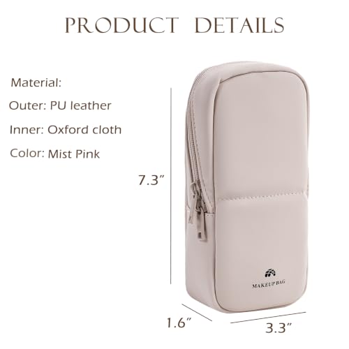 RSRSLEII Small Standing Makeup Bag, Wipe-Clean Brush Holder (02Mist Pink) - color: 02Mist Pink