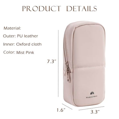 RSRSLEII Small Standing Makeup Bag, Wipe-Clean Brush Holder (02Mist Pink) - color: 02Mist Pink