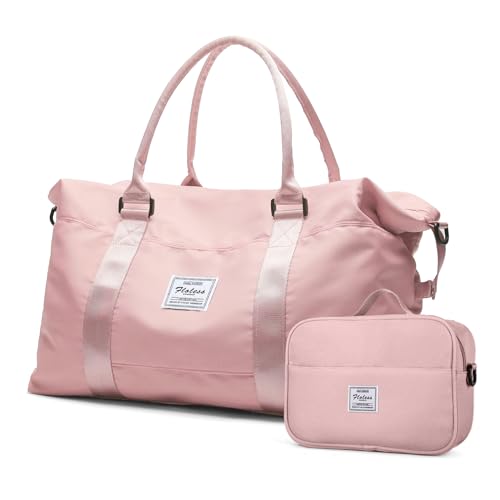 Travel Duffel Bags for Women,Carry-On Weekender Overnight Bag - color: Pink, size: Extra Large