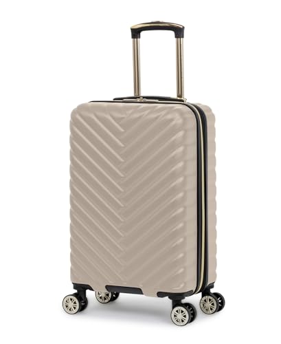 Kenneth Cole REACTION Madison Square Lightweight Hardside Chevron Expandable Spinner Luggage, Taupe, 20-Inch Checked - color: Taupe, size: 20-Inch Carry On