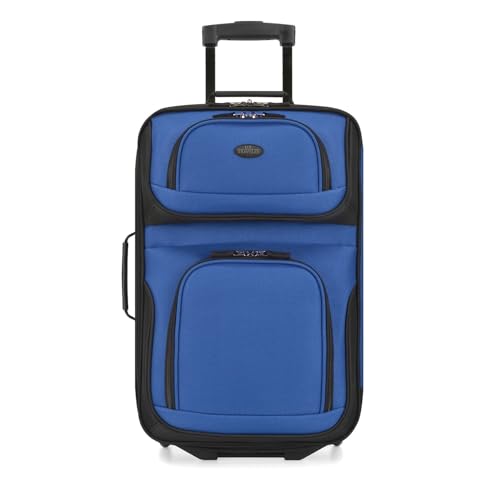 U.S. Traveler Rio Lightweight Softside Rolling Carry-on Suitcase, 2-Wheel Single, Royal Blue - color: Royal Blue, size: 21"