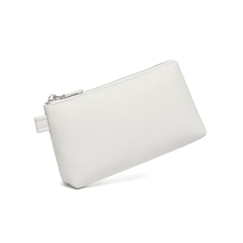 Small Makeup Bag for Purse, Leather Cosmetic (Off-white) - color: Off-white