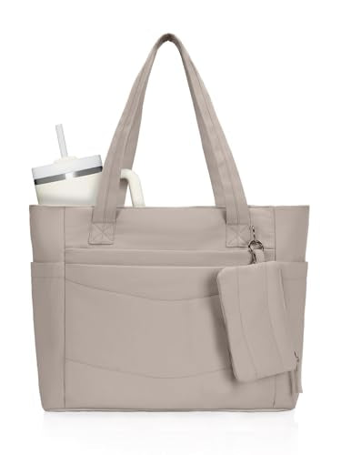 RHDZO Tote Bag for Women with 15.6 Inch Laptop Compartment and Cup Holder - color: Large-2 Set Camel, size: Large-2 Set