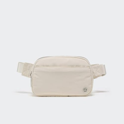 Pander Nylon Fanny Pack Belt Bag for Women with 5 Zipper Pockets - color: White Opal