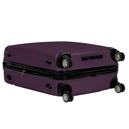 Kenneth Cole REACTION Renegade Luggage Expandable 8-Wheel Spinner Lightweight Hardside Suitcase, Midnight Plum, 24-Inch Checked - color: Midnight Plum, size: 24-Inch Checked