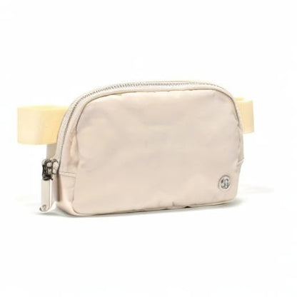 Pander Unisex Belt Bag Fanny Pack for Women with Adjustable Strap, Small Waist Pouch for Workout Running Traveling Hiking - color: Natural