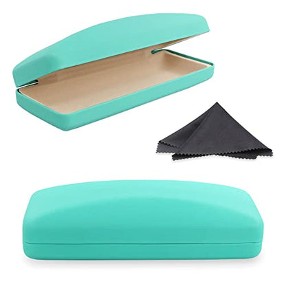 SMARTTOP Hard Shell Eyeglass Case- Glass Case With Cleaning Cloth, Glasses Case hard shell for men women - color: Green