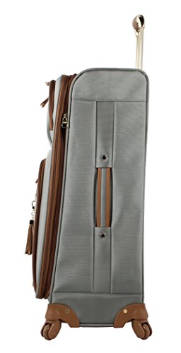 Steve Madden Designer Luggage - Checked Large 28 Inch Softside Suitcase - Expandable for Extra Packing Capacity - Lightweight Bag with Rolling Spinner Wheels (Harlo Gray) - color: Harlo Gray