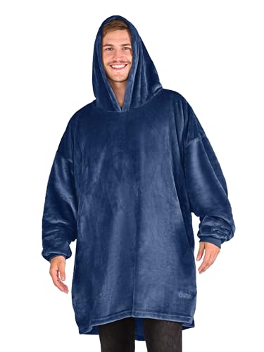 Bare Home Microplush Wearable Blanket with Side Pockets - Soft and Plush - Warm and Cozy - Adult & Kid Sizes (Adult, Dark Blue) - color: Dark Blue, style: Adult - Side Pockets