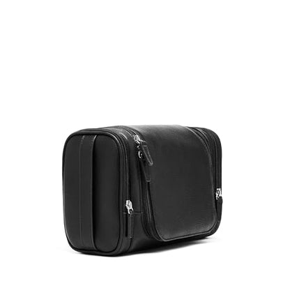 Leatherology Small Hanging Travel Toiletry Kit - Leather - Premium Ebony - color: Premium Ebony, size: Small