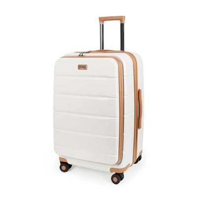 24'' Luggage,Hardside Suitcase w/Spinner Wheels,TSA LOCK - color: Beige, size: 24" Mid-Checked