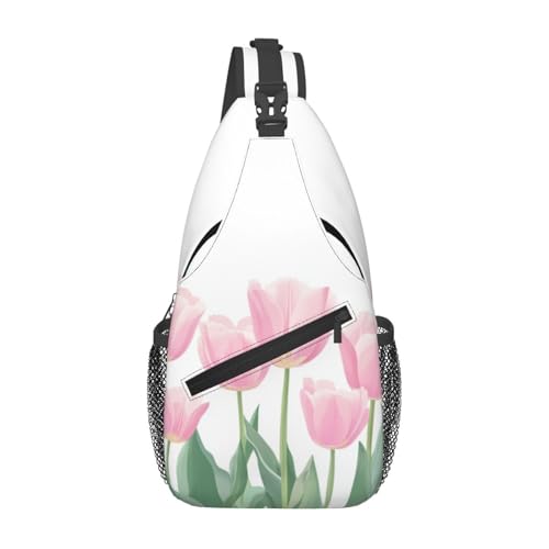 SUPLUCHOM Sling Bag Tulip Flower Hiking Daypack Crossbody Shoulder Backpack Travel Chest Pack for Men Women - color: B0157