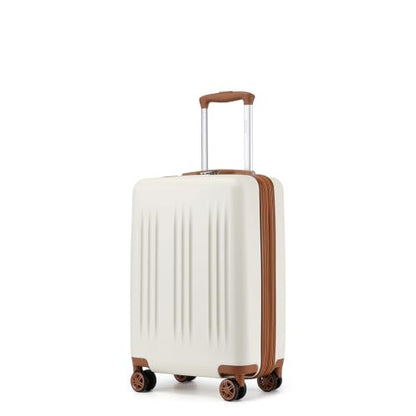 Kono Carry On Luggage 22x14x9 Airline Approved 20 Inch Expandable, Cream - color: Cream White, size: 20"