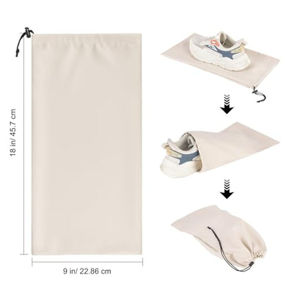 8 Pcs Single Shoe Bags for Travel with Drawstring,18"X9",Beige - color: Beige