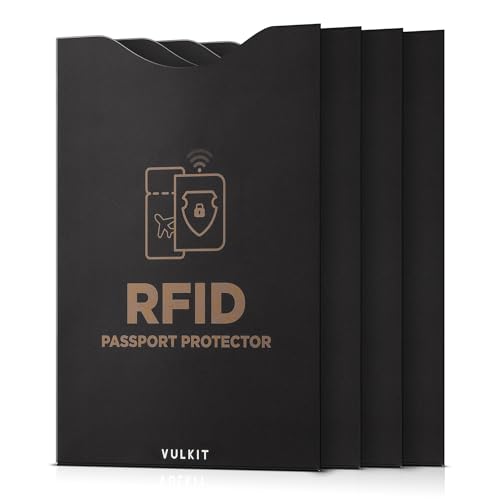 VULKIT RFID Blocking Sleeves 4 Passport Holders, Anti-Theft RFID Blocker Sets Travel Essentials Fits Bags & Purses - color: 4 Passport Sleeves