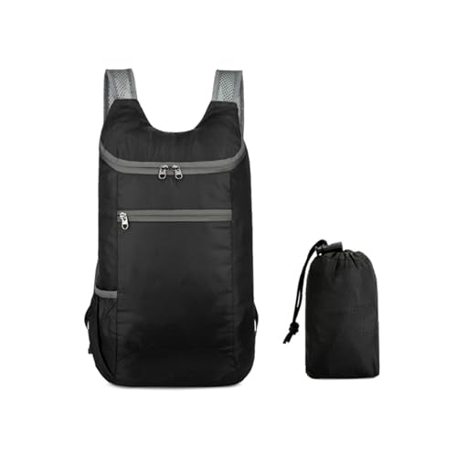 Foldable Backpack,20L Lightweight Waterproof Travel Bag (Black) - color: Black
