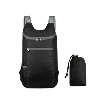 Foldable Backpack,20L Lightweight Waterproof Travel Bag (Black) - color: Black