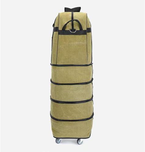 Expandable Extra Large Travel Canvas Duffel Bag with Wheels - color: Yellow Canvas, size: XL - 6 wheels