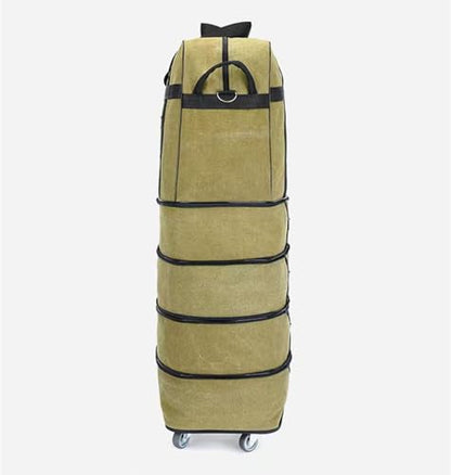 Expandable Extra Large Travel Canvas Duffel Bag with Wheels - color: Yellow Canvas, size: XL - 6 wheels