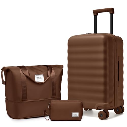 Carry On Luggage Set 3 Piece, Carry-on Suitcase With Wheels - color: DT-Mocha