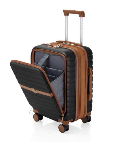 Kono Carry On luggage Airline Approved 20 Inch Apricot Black - color: Apricot Black, size: Carry-on 20-inch