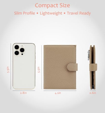 RFID Protection Passport Wallets for Women, Gift for Traveler - color: Apricot Beige