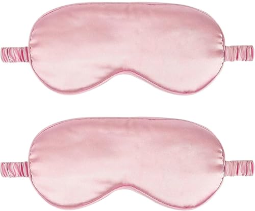 IEKEODI 2 Pack Silk Sleep Masks, Light Blocking Eye Masks, Pink & Pink - color: Pink+pink