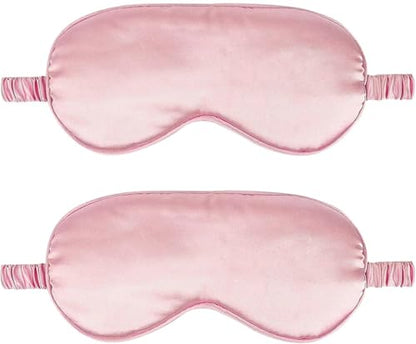 IEKEODI 2 Pack Silk Sleep Masks, Light Blocking Eye Masks, Pink & Pink - color: Pink+pink