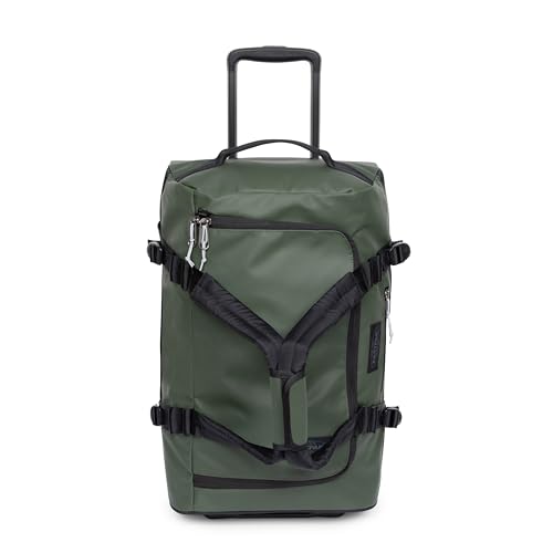 Eastpak Duffel Pack Wheel S – 38L Wheeled Duffel with Telescopic Handle, Convertible Backpack Straps, Weatherproof Finish & Gear Loops - color: Tarp Forest