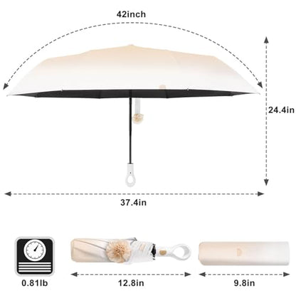 Mini Travel Umbrella Small Umbrella for Travel UV Parasol Compact Foldable - color: Coffee Brown