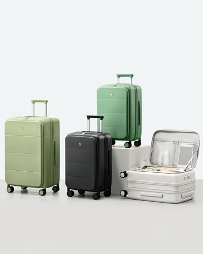 Hanke Expandable Medium Checked Luggage, 24 Inch Top Opening Suitcase - color: Forest Green, size: 24 Inch EXT