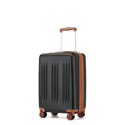 Kono Carry On Luggage 22x14x9 Airline Approved 20 Inch Expandable TSA Lock - color: Black&Brown, size: 20"