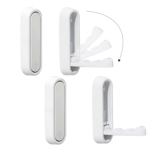 Dntorx Folding Wall Hooks, 2 Pack, White, Zinc Alloy, Heavy Duty Coat Hooks - color: White, size: 2 Pcs