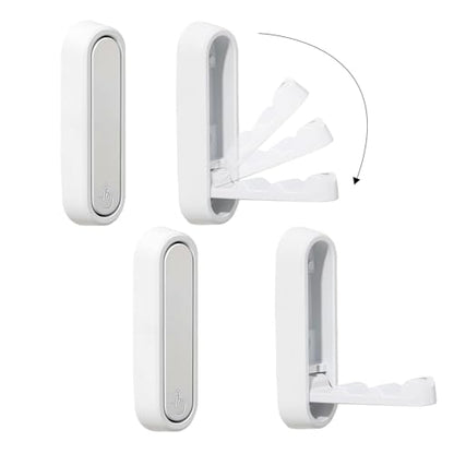 Dntorx Folding Wall Hooks, 2 Pack, White, Zinc Alloy, Heavy Duty Coat Hooks - color: White, size: 2 Pcs