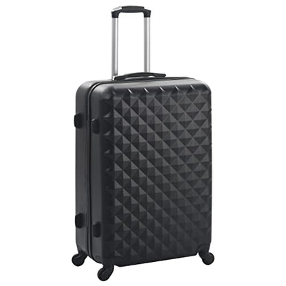 3 Piece Hardcase Trolley Set, Black Hardshell Luggage with 360 Degree Spinner Wheels, Durable ABS Suitcase Set with Security Lock for Business Trips and Family Vacations - color: Black, size: 14.2" x 8.7" x 21.7"